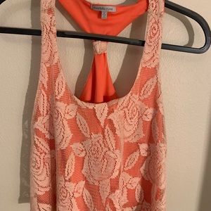 Flower salmon crop top